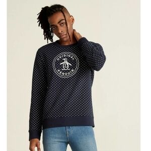 Original Penguin Star Print Crew Neck Sweatshirt Dark Sapphire. Size Large